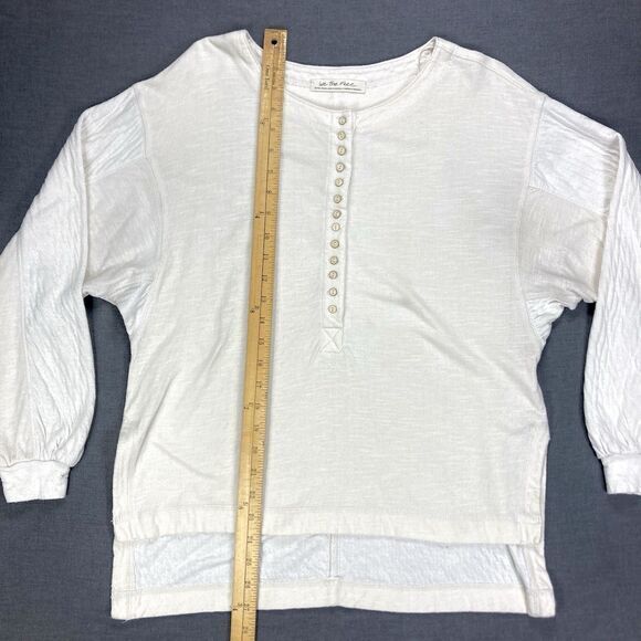 We The Free Back At It Henley Top XS Tan Oversized Slouchy Dolman Sleeves Casual - Picture 13 of 16